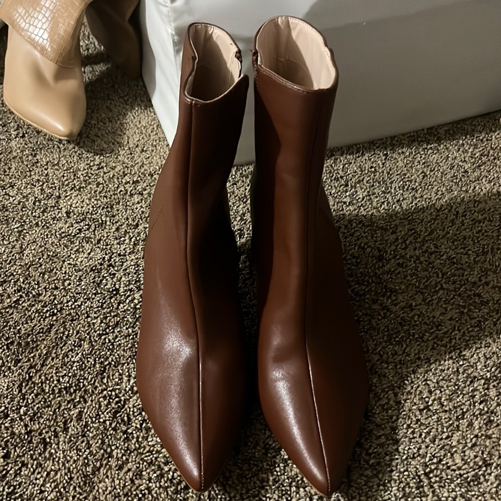 Brown leather boots